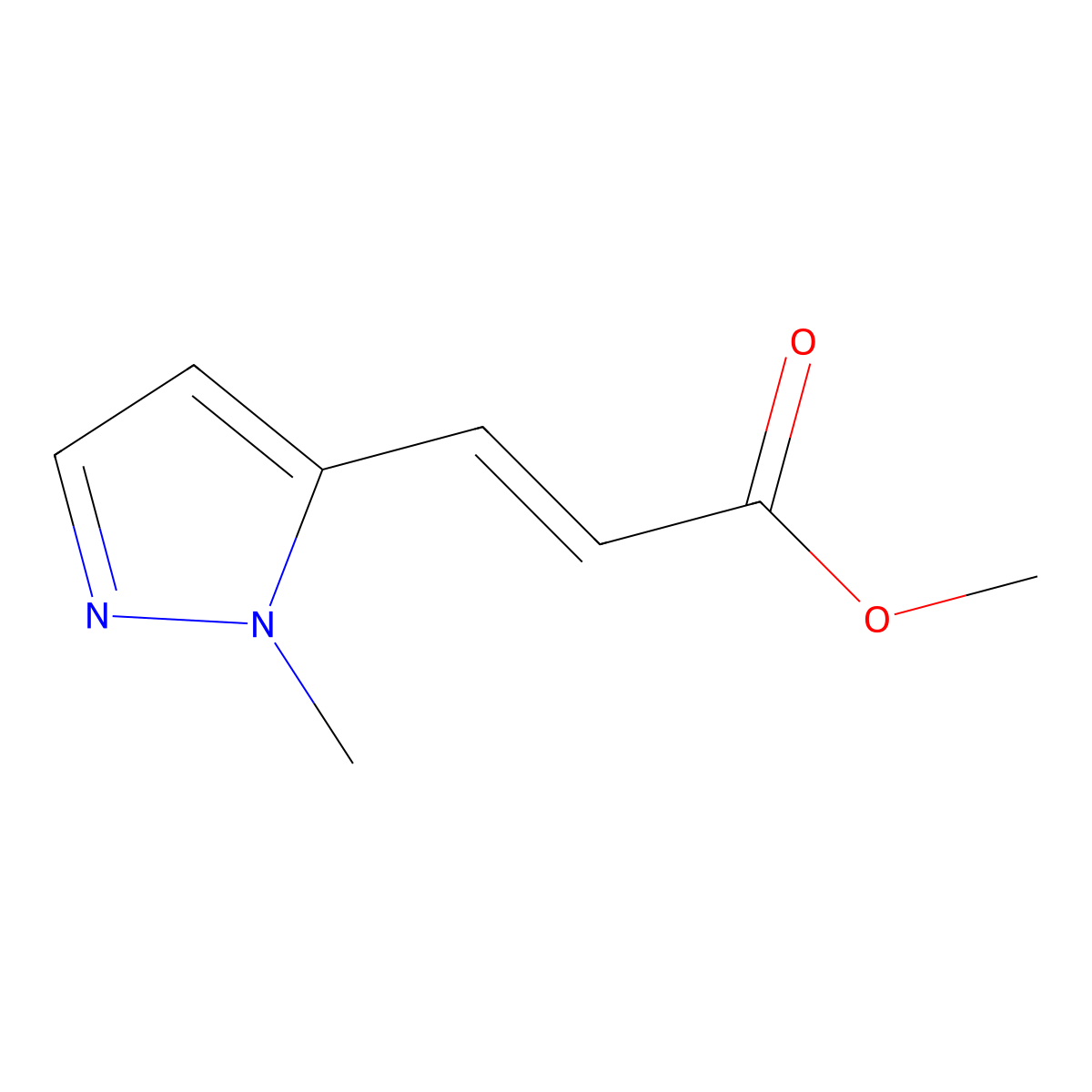 MEthyl (2-methyl-2H-pyrazol-3-yl)acrylate molecular structure, CAS 1563651-10-4