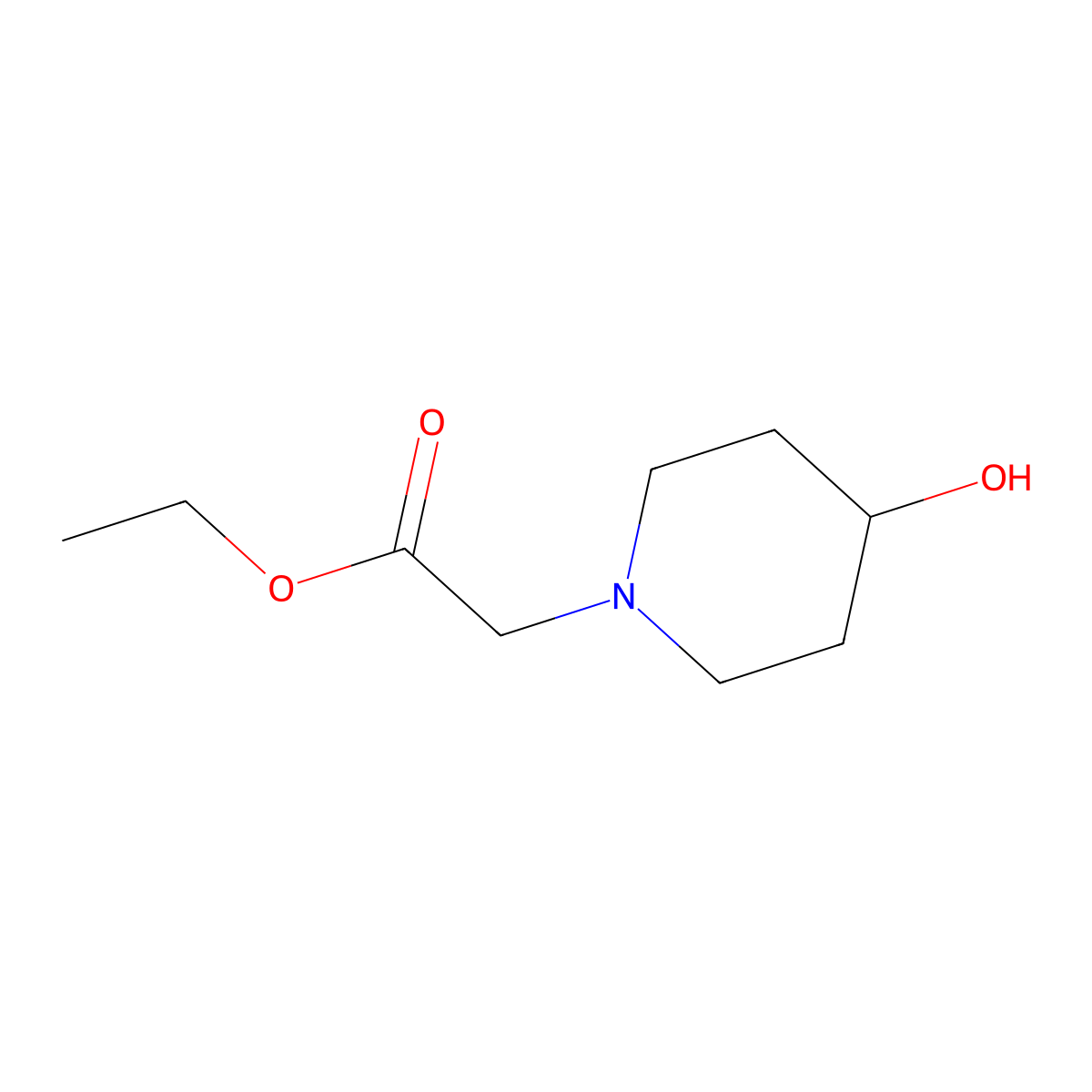 Ethyl 2-(4-hydroxypiperidin-1-yl)acetate molecular structure, CAS 156380-44-8