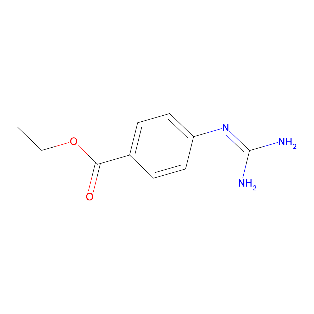 Ethyl 4-(diaminomethylideneamino)benzoate molecular structure, CAS 15639-51-7