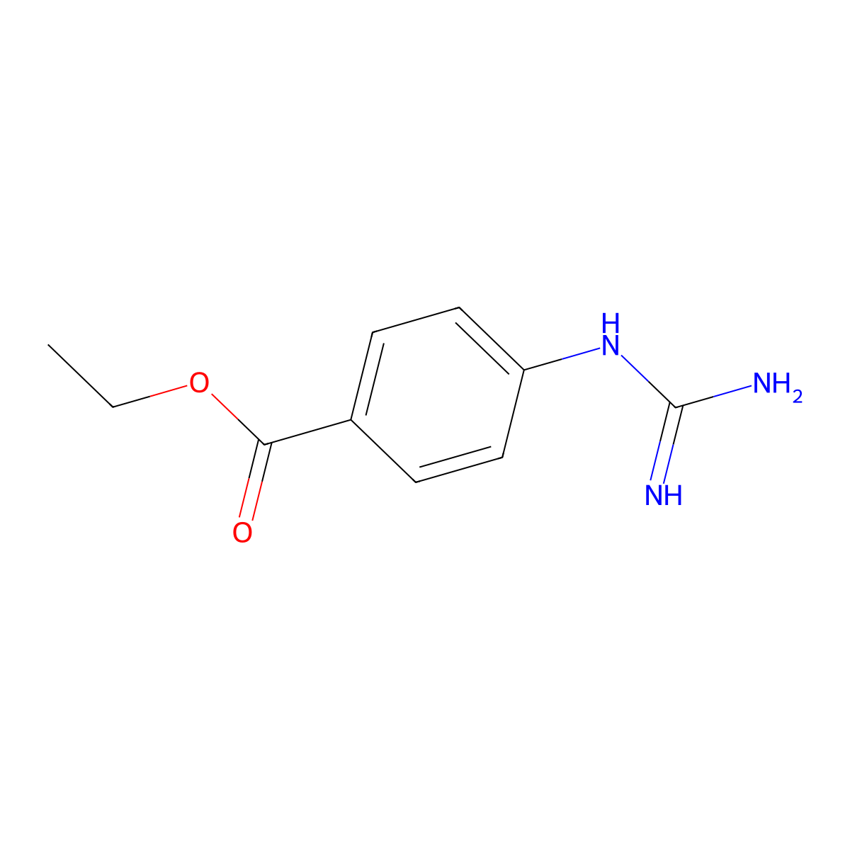 Ethyl 4-(diaminomethylideneamino)benzoate molecular structure, CAS 15639-51-7