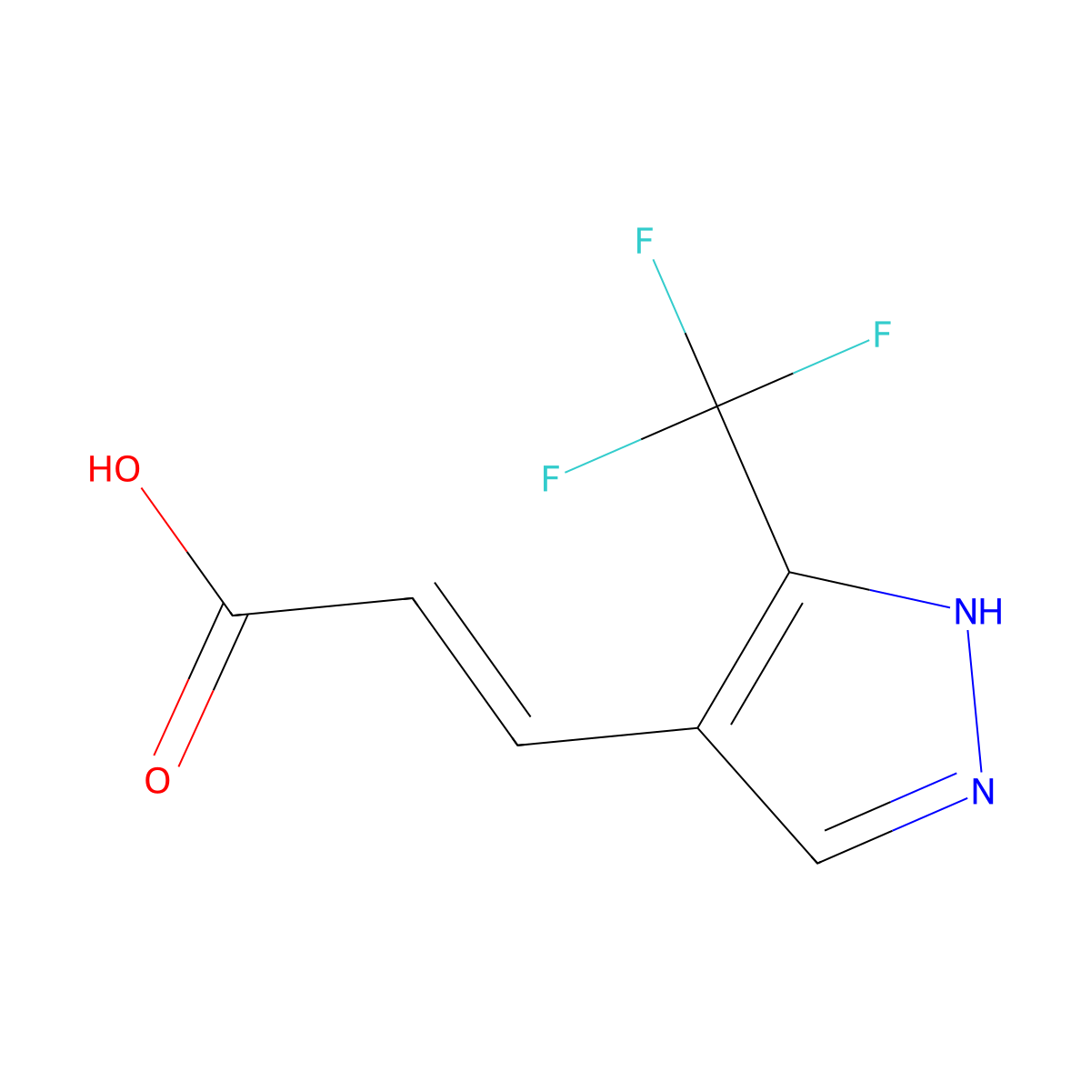 3-[3-(trifluoromethyl)-1H-pyrazol-4-yl]prop-2-enoic acid molecular structure, CAS 1563900-39-9