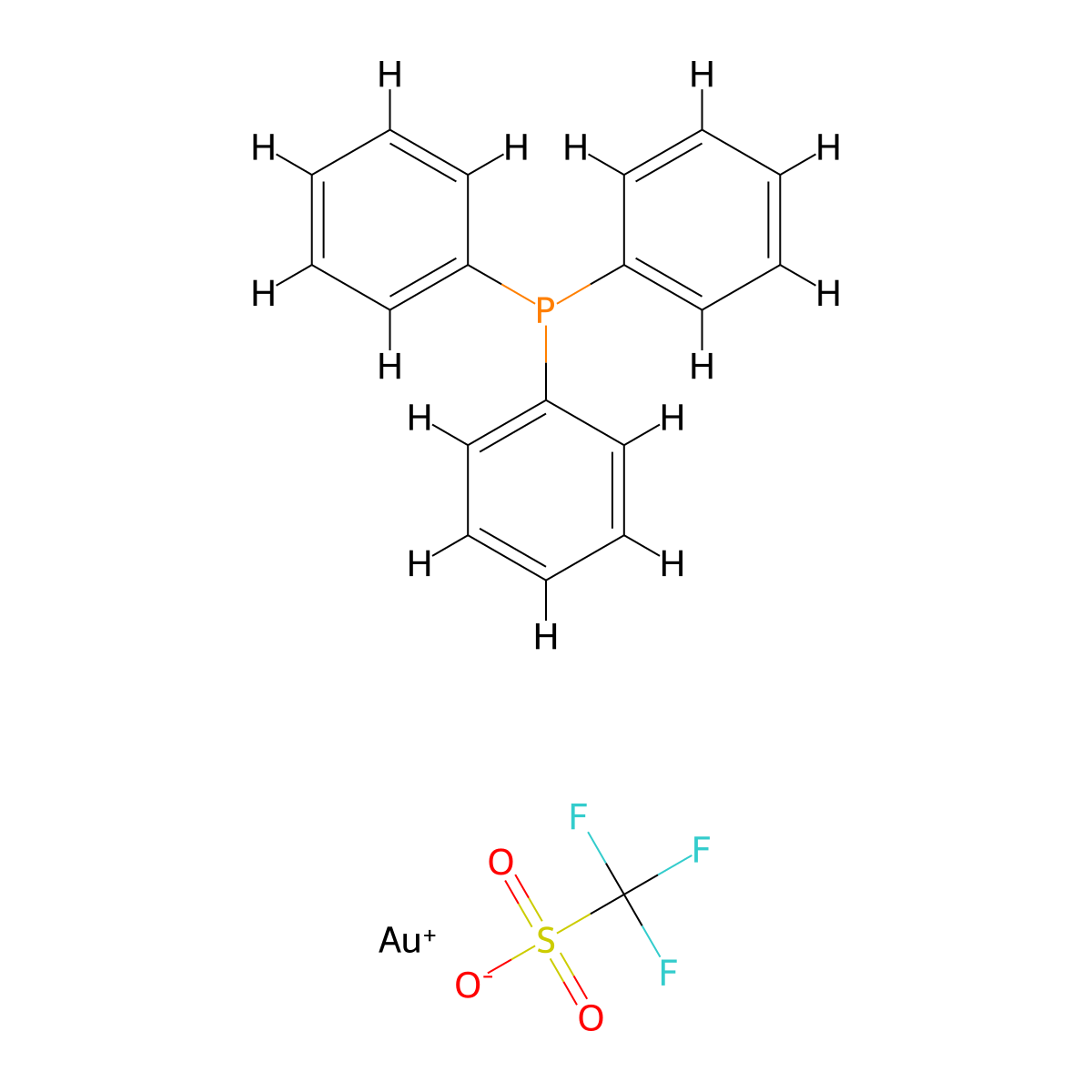 Triphenylphosphinegold(I) trifluoromethanesulfonate molecular structure, CAS 156397-47-6