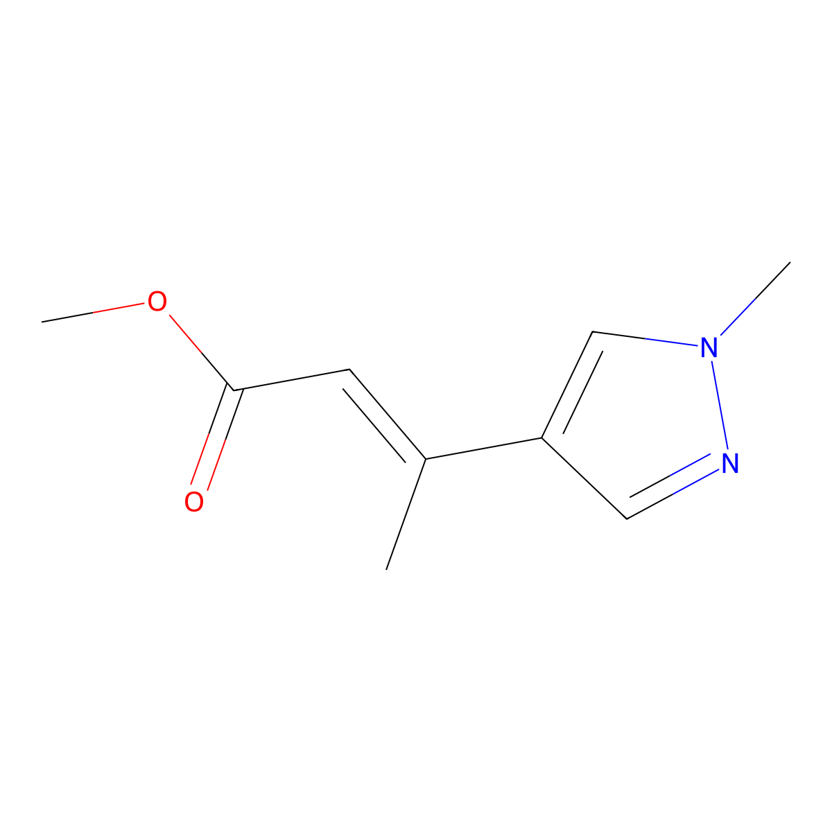 methyl 3-(1-methyl-1H-pyrazol-4-yl)but-2-enoate molecular structure, CAS 1563987-77-8