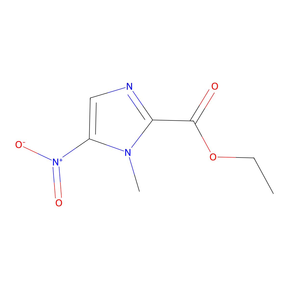 Ethyl 1-methyl-5-nitro-1H-imidazole-2-carboxylate molecular structure, CAS 1564-49-4