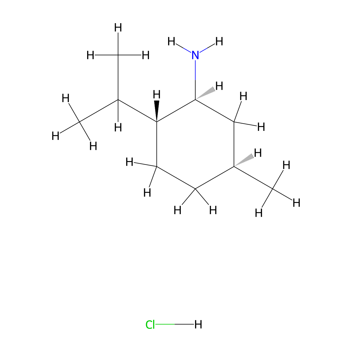 (1S,2R,5S)-5-methyl-2-(propan-2-yl)cyclohexan-1-amine hydrochloride molecular structure, CAS 1564018-37-6