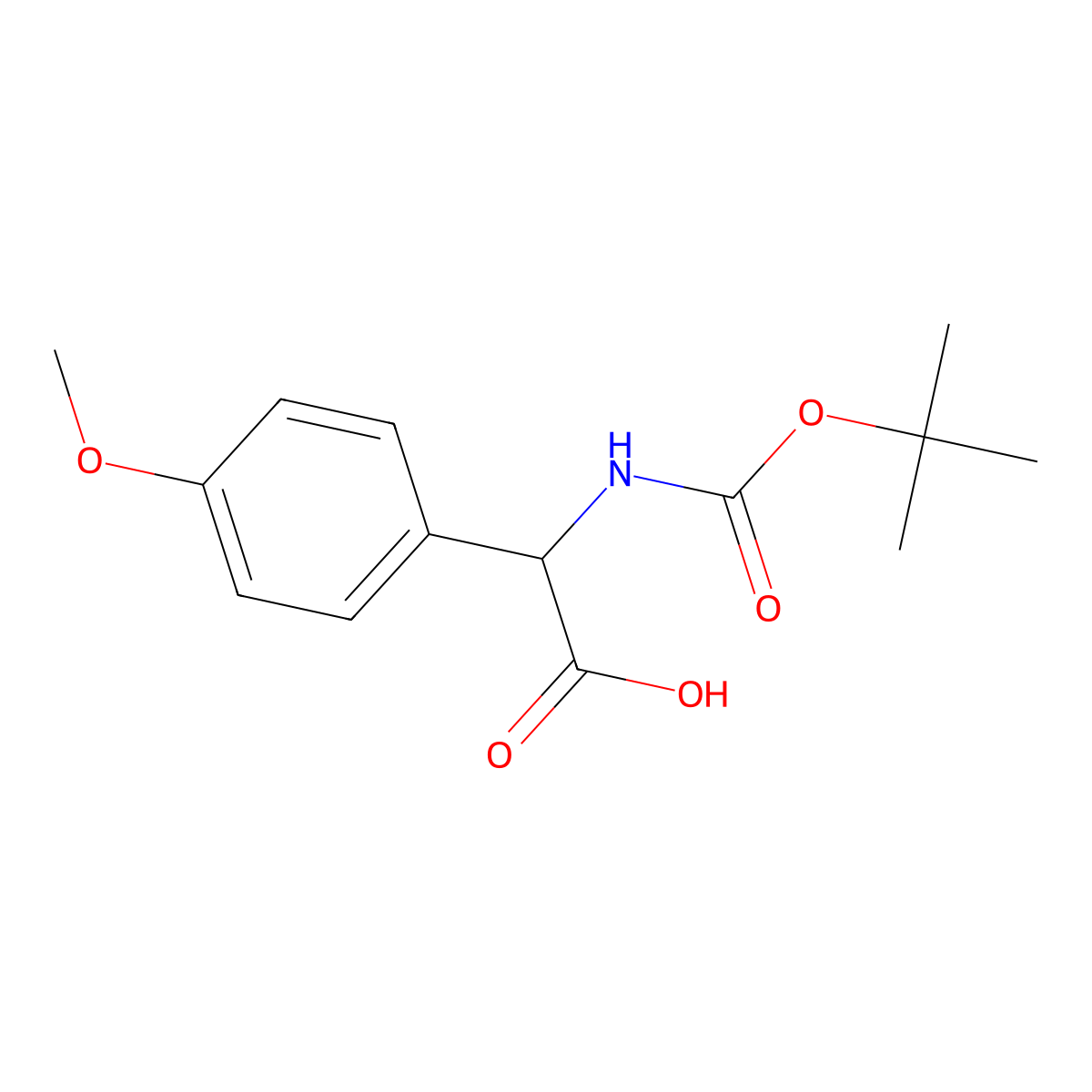 (R)-2-((tert-Butoxycarbonyl)amino)-2-(4-methoxyphenyl)acetic acid molecular structure, CAS 156407-78-2