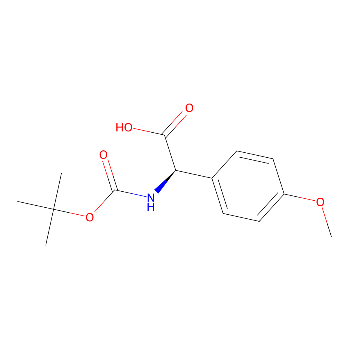 (R)-2-((tert-Butoxycarbonyl)amino)-2-(4-methoxyphenyl)acetic acid molecular structure, CAS 156407-78-2