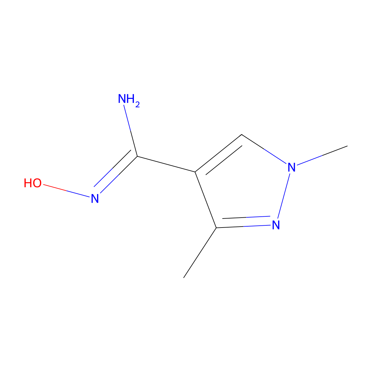 N'-hydroxy-1,3-dimethyl-1H-pyrazole-4-carboximidamide molecular structure, CAS 1564076-26-1