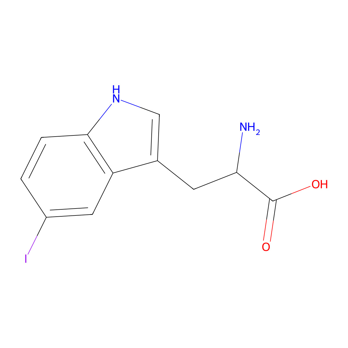 2-Amino-3-(5-iodo-1H-indol-3-yl)propanoic acid molecular structure, CAS 15641-49-3