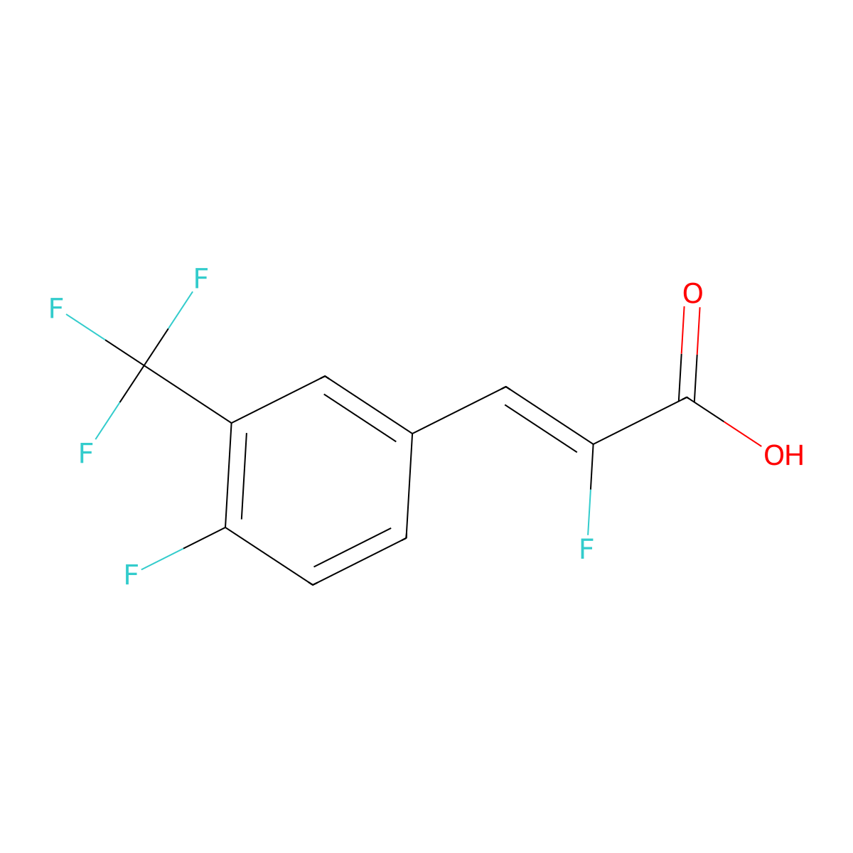 2-Fluoro-3-[4-fluoro-3-(trifluoromethyl)phenyl]prop-2-enoic acid molecular structure, CAS 1564157-26-1