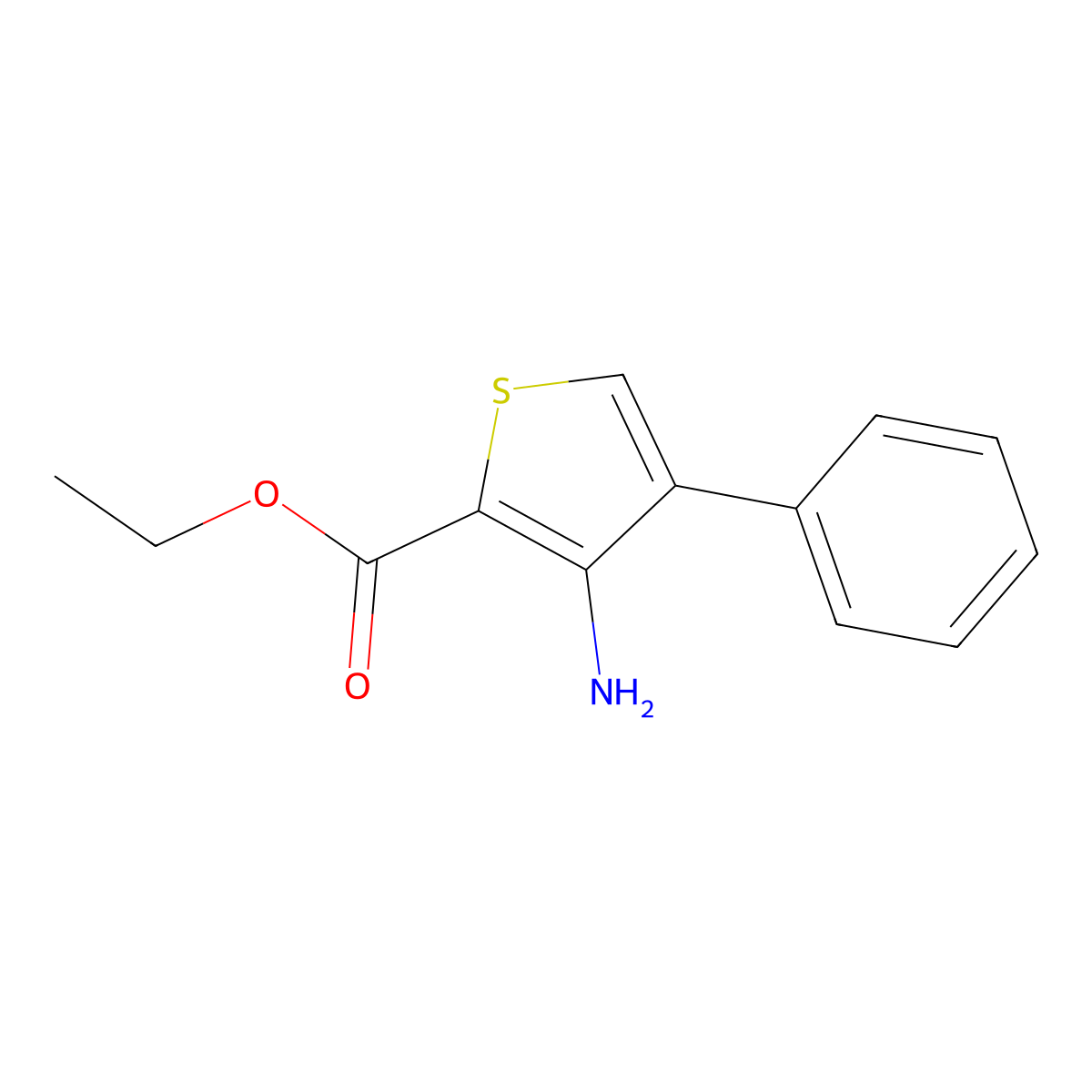 Ethyl 3-amino-4-phenylthiophene-2-carboxylate molecular structure, CAS 156424-61-2