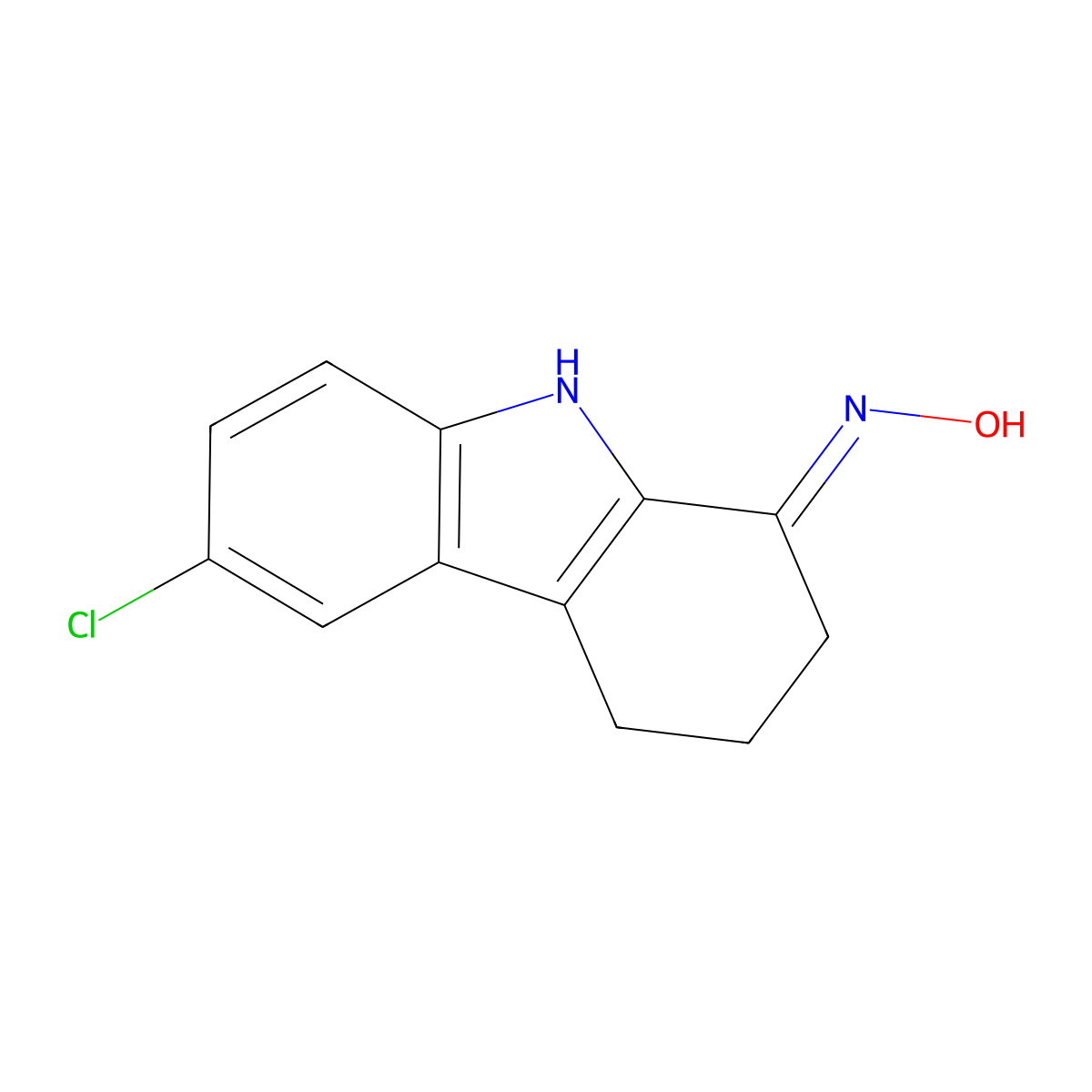 6-Chloro-2,3,4,9-tetrahydrocarbazol-1-one oxime molecular structure, CAS 156424-67-8