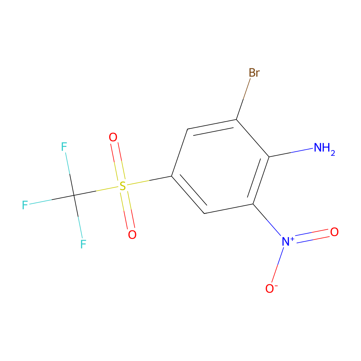 2-Bromo-6-nitro-4-[(trifluoromethyl)sulphonyl]aniline molecular structure, CAS 156425-42-2