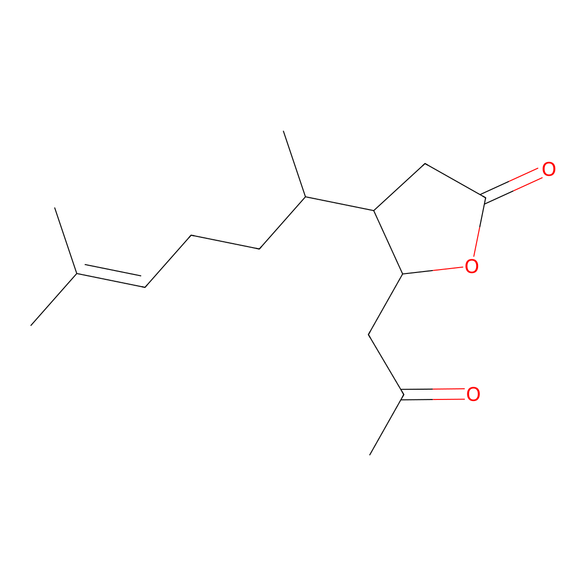 4-(6-Methylhept-5-en-2-yl)-5-(2-oxopropyl)oxolan-2-one molecular structure, CAS 1564265-85-5