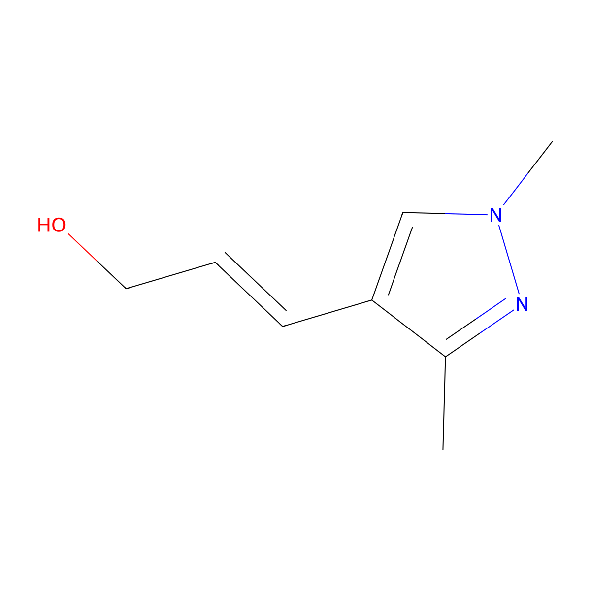 3-(1,3-dimethyl-1H-pyrazol-4-yl)prop-2-en-1-ol molecular structure, CAS 1564346-05-9