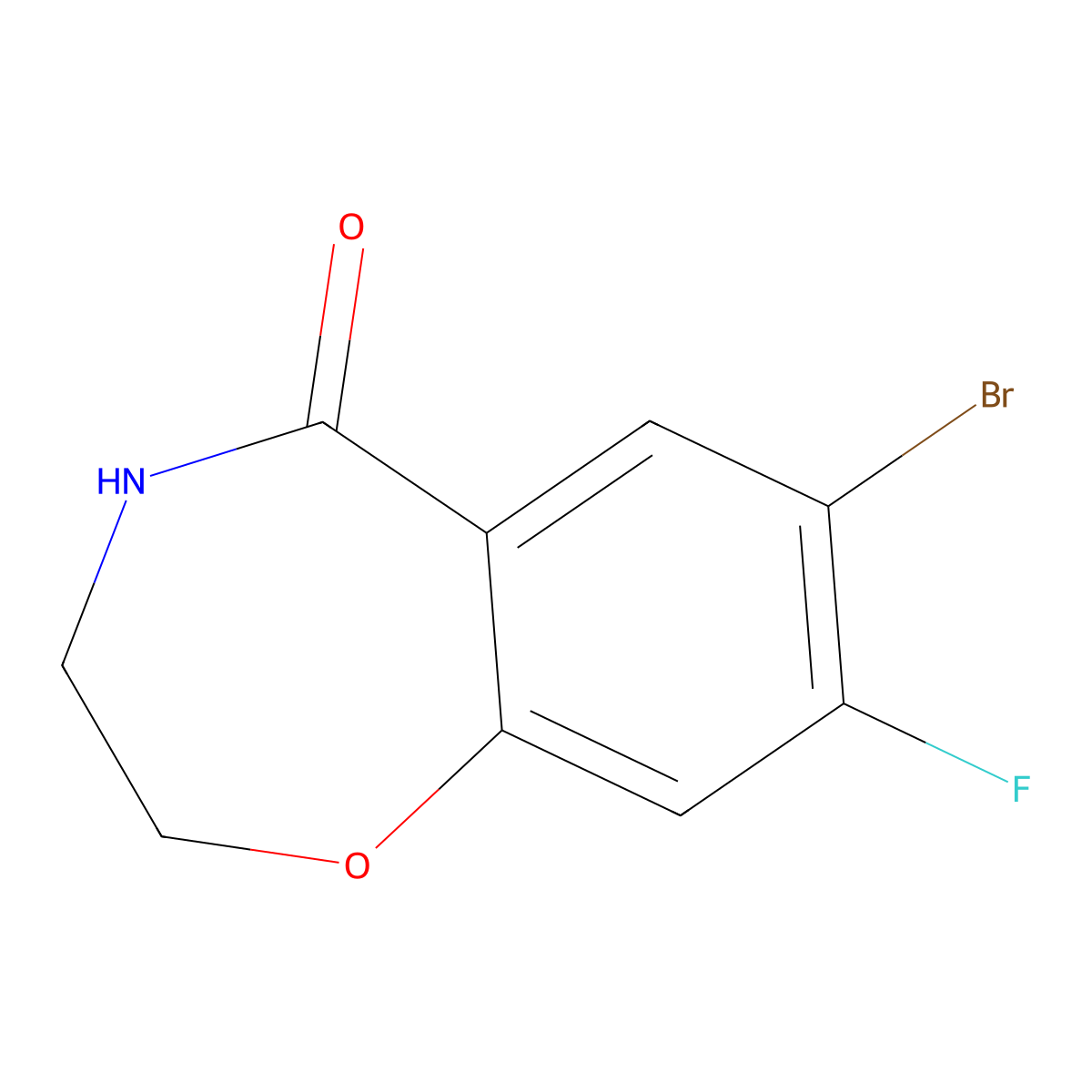7-Bromo-8-fluoro-2,3,4,5-tetrahydro-1,4-benzoxazepin-5-one molecular structure, CAS 1564451-53-1