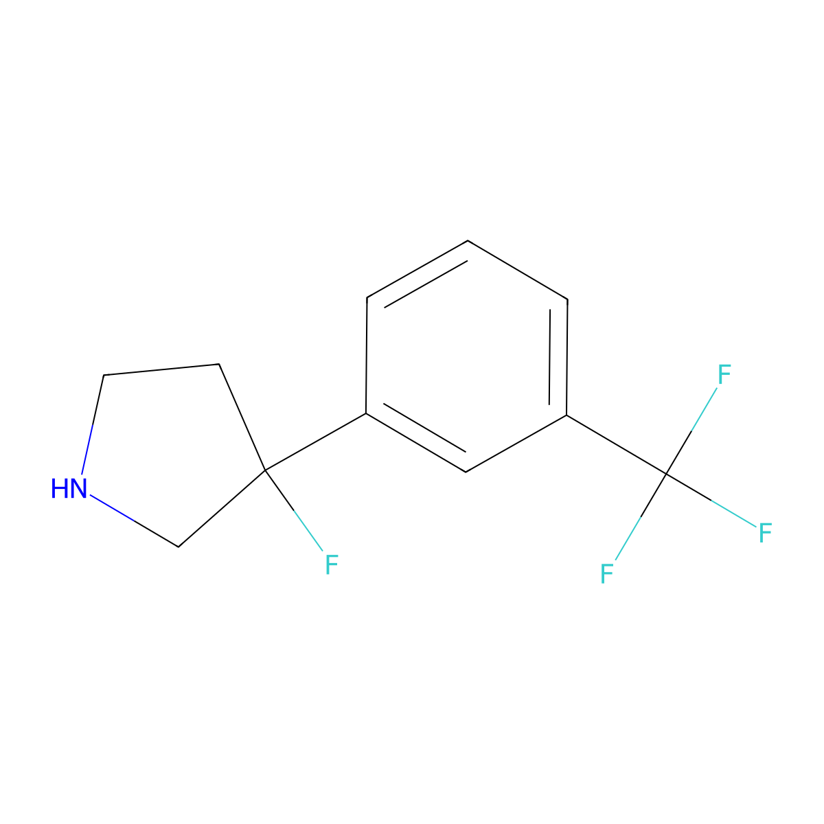 3-Fluoro-3-[3-(trifluoromethyl)phenyl]pyrrolidine molecular structure, CAS 1564461-37-5