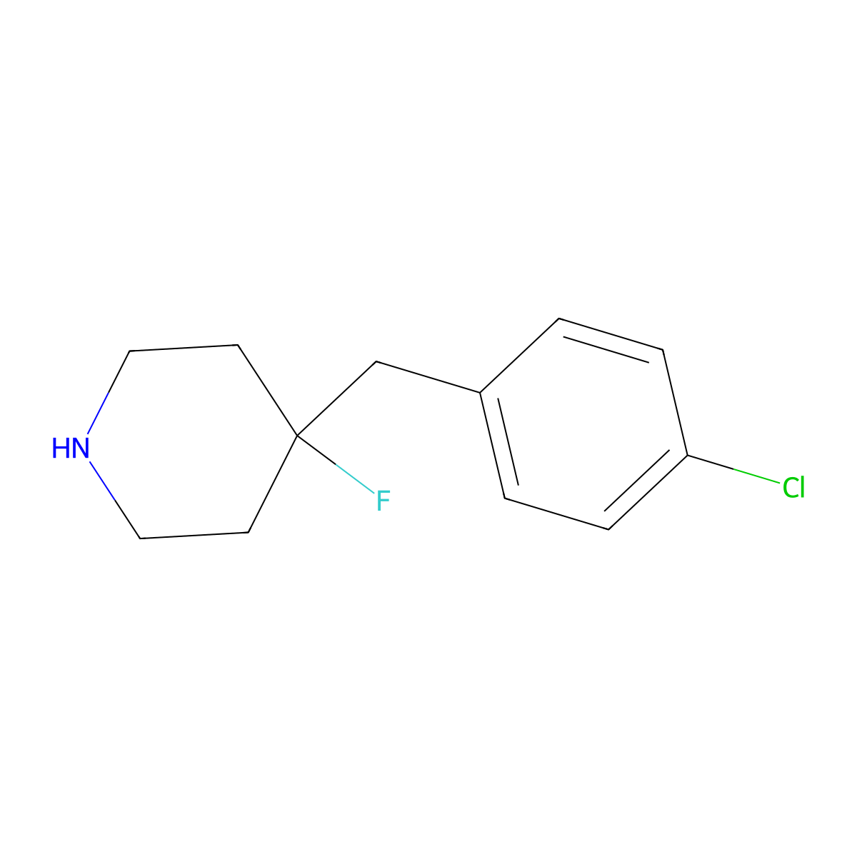 4-[(4-Chlorophenyl)methyl]-4-fluoropiperidine molecular structure, CAS 1564467-17-9