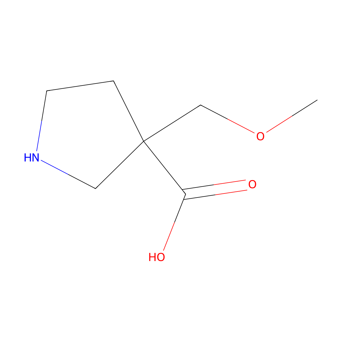 3-(Methoxymethyl)pyrrolidine-3-carboxylic acid molecular structure, CAS 1564474-02-7