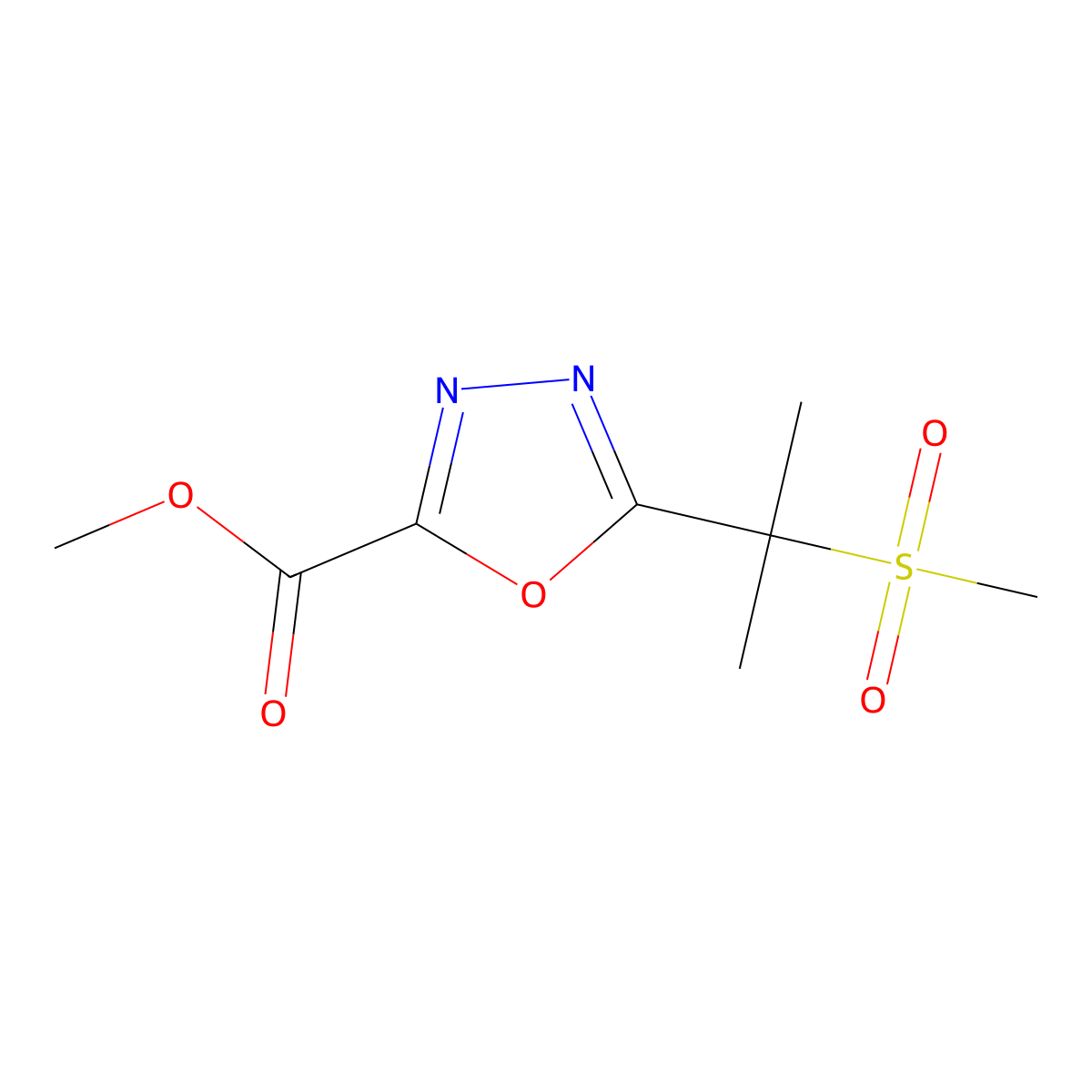 Methyl 5-(2-methanesulfonylpropan-2-yl)-1,3,4-oxadiazole-2-carboxylate molecular structure, CAS 1564489-75-3