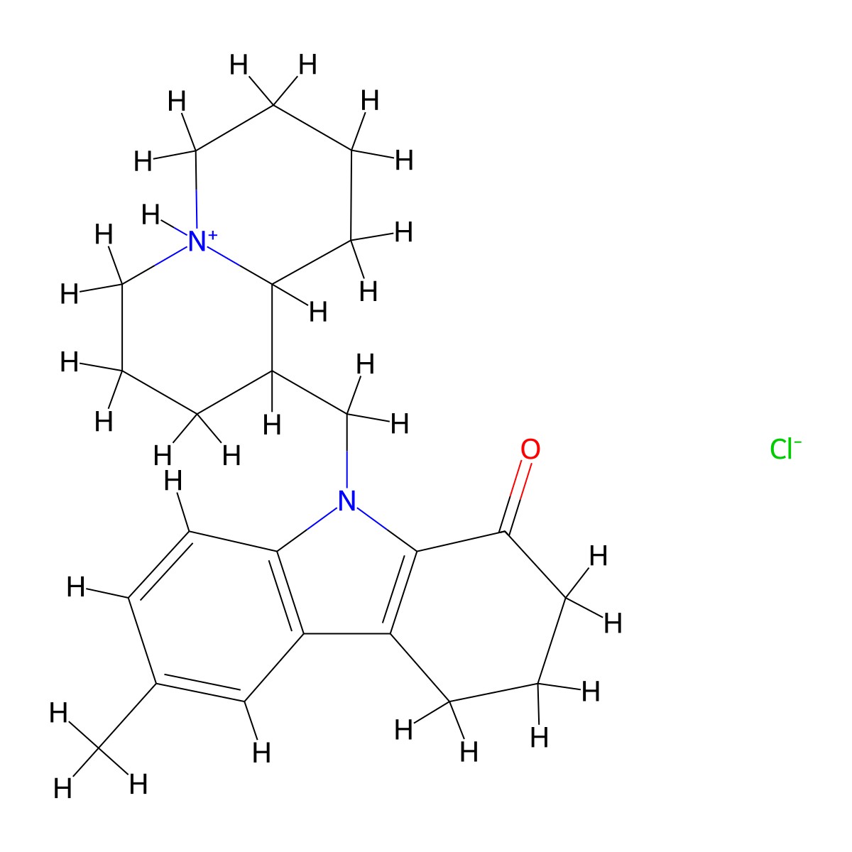 Carbazol-1(2H)-one, 3,4-dihydro-6-methyl-9-(octahydro-2H-quinolizin-1-ylmethyl)-, monohydrochloride molecular structure, CAS 15645-04-2