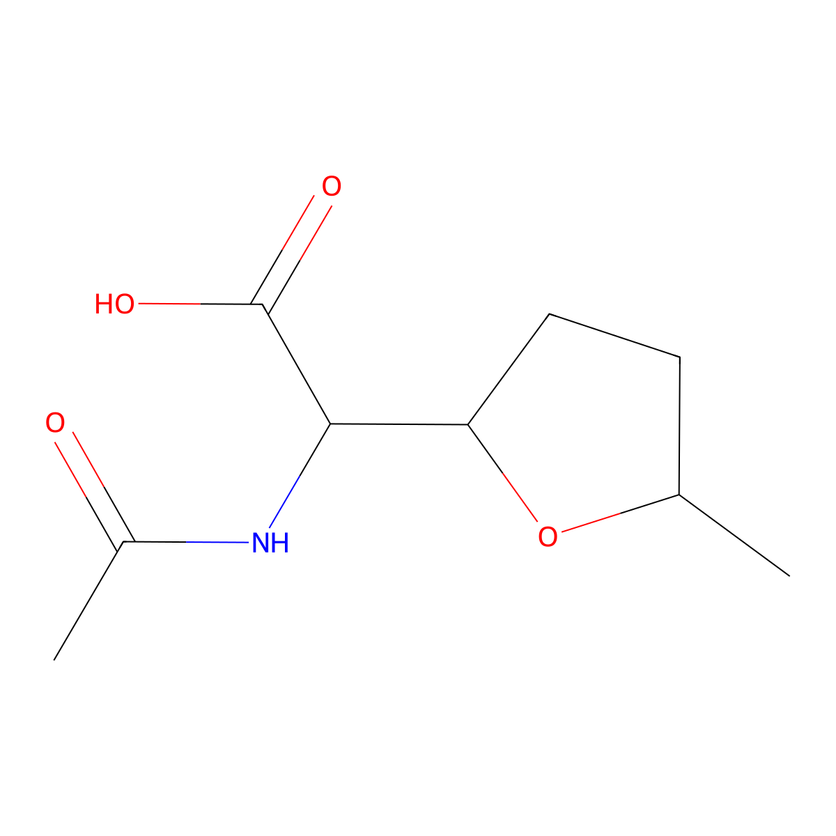 2-Acetamido-2-(5-methyloxolan-2-yl)acetic acid molecular structure, CAS 1564530-52-4