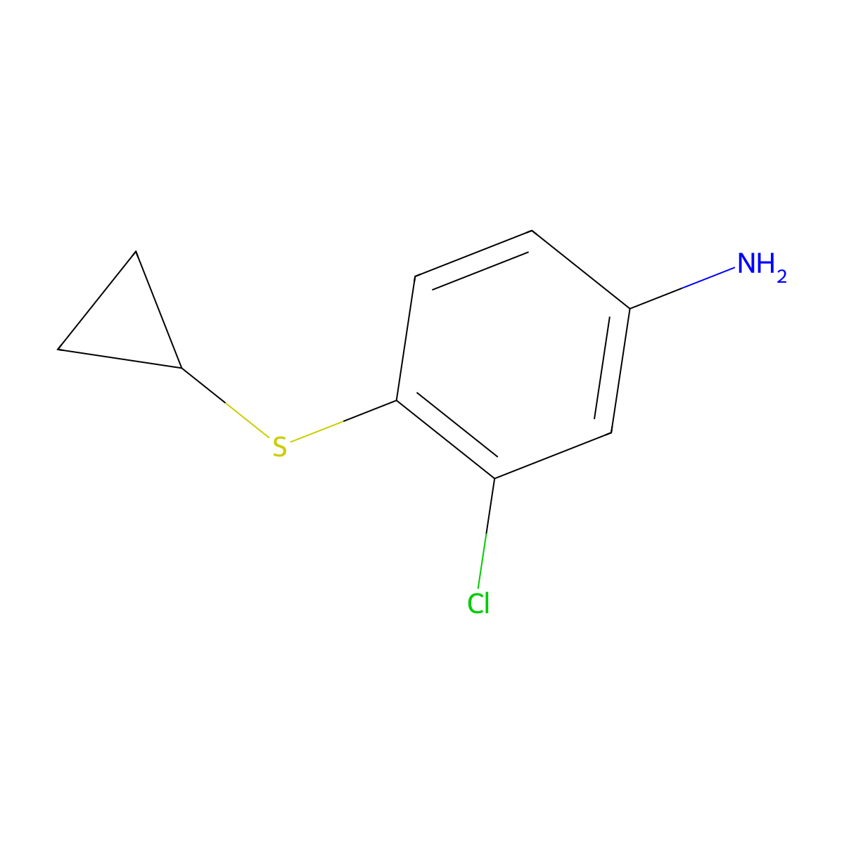 3-Chloro-4-(cyclopropylsulfanyl)aniline molecular structure, CAS 1564530-62-6