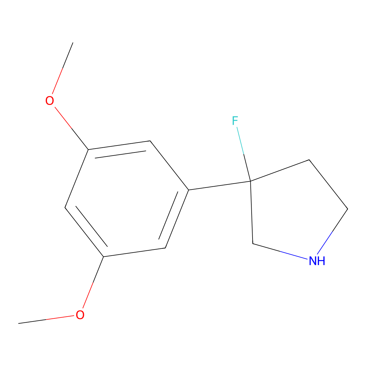 3-(3,5-Dimethoxyphenyl)-3-fluoropyrrolidine molecular structure, CAS 1564532-43-9