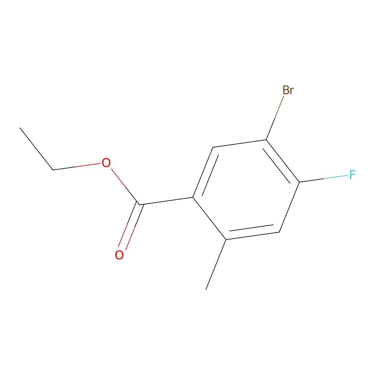 Ethyl 5-bromo-4-fluoro-2-methylbenzoate molecular structure, CAS 1564543-52-7