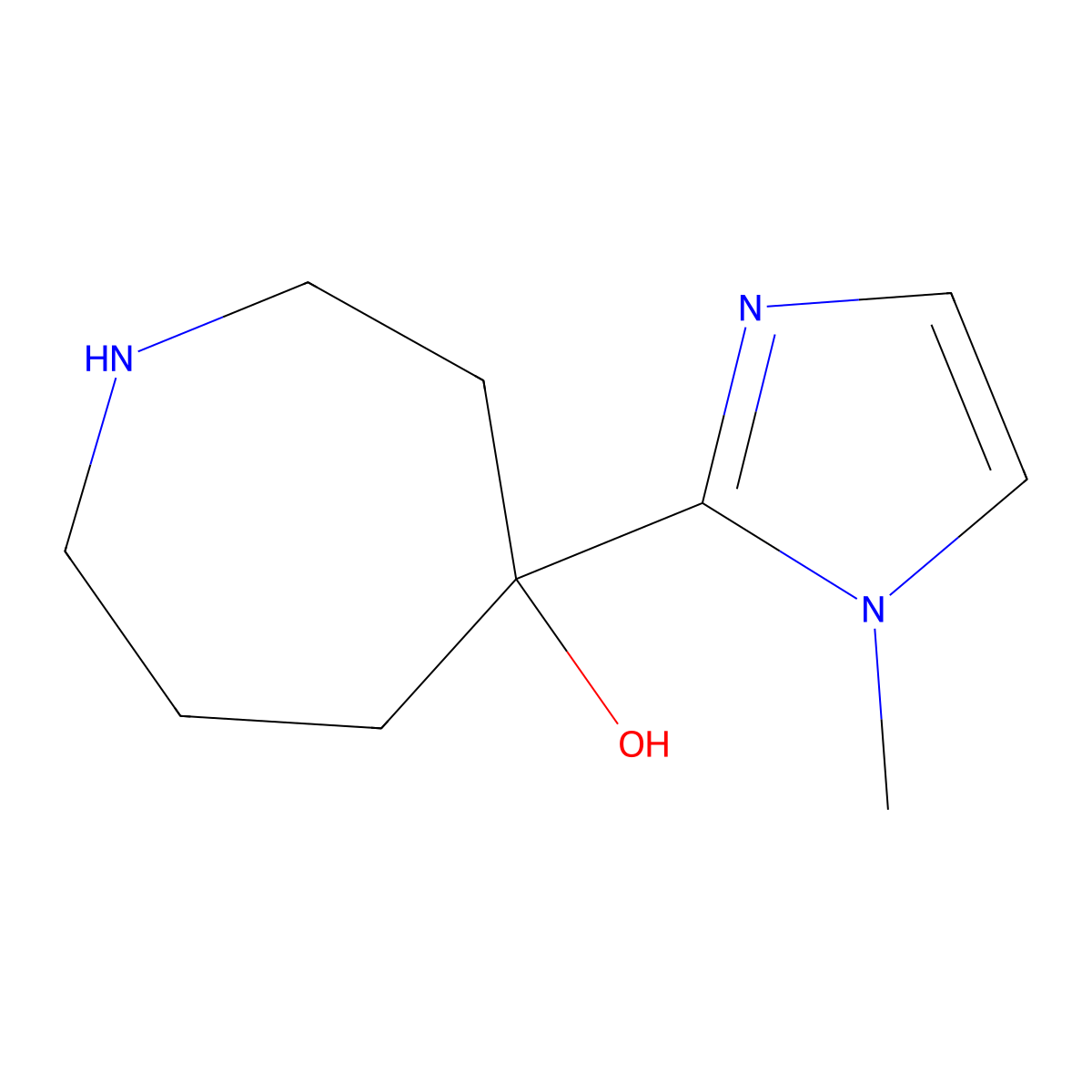4-(1-methyl-1H-imidazol-2-yl)azepan-4-ol molecular structure, CAS 1564565-59-8
