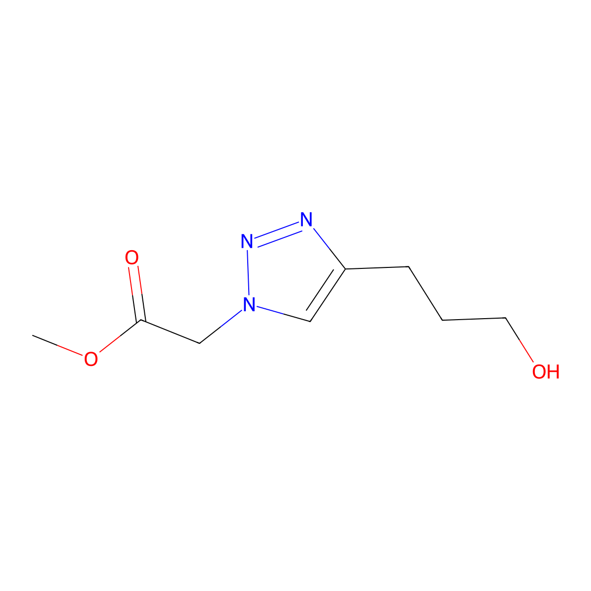 methyl 2-(4-(3-hydroxypropyl)-1H-1,2,3-triazol-1-yl)acetate molecular structure, CAS 1564569-53-4