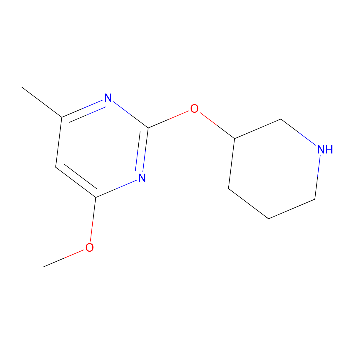 4-Methoxy-6-methyl-2-(piperidin-3-yloxy)pyrimidine molecular structure, CAS 1564584-11-7