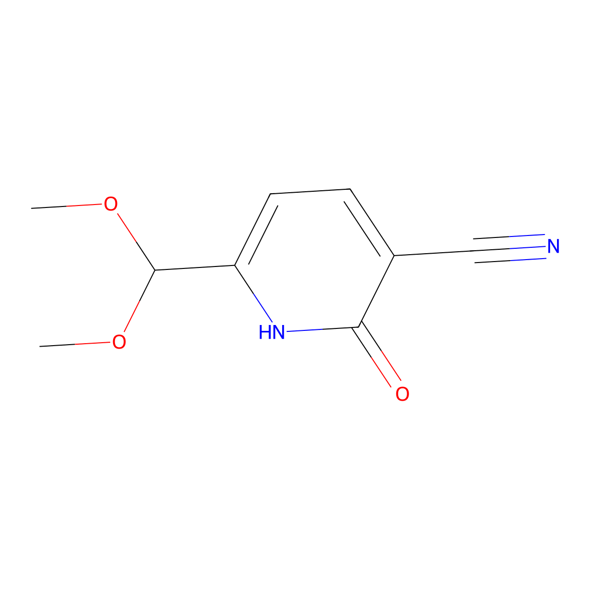 6-(Dimethoxymethyl)-2-oxo-1,2-dihydropyridine-3-carbonitrile molecular structure, CAS 156459-19-7