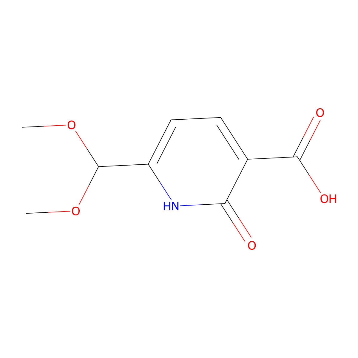 6-(Dimethoxymethyl)-1,2-dihydro-2-oxo-3-pyridinecarboxylic acid molecular structure, CAS 156459-20-0