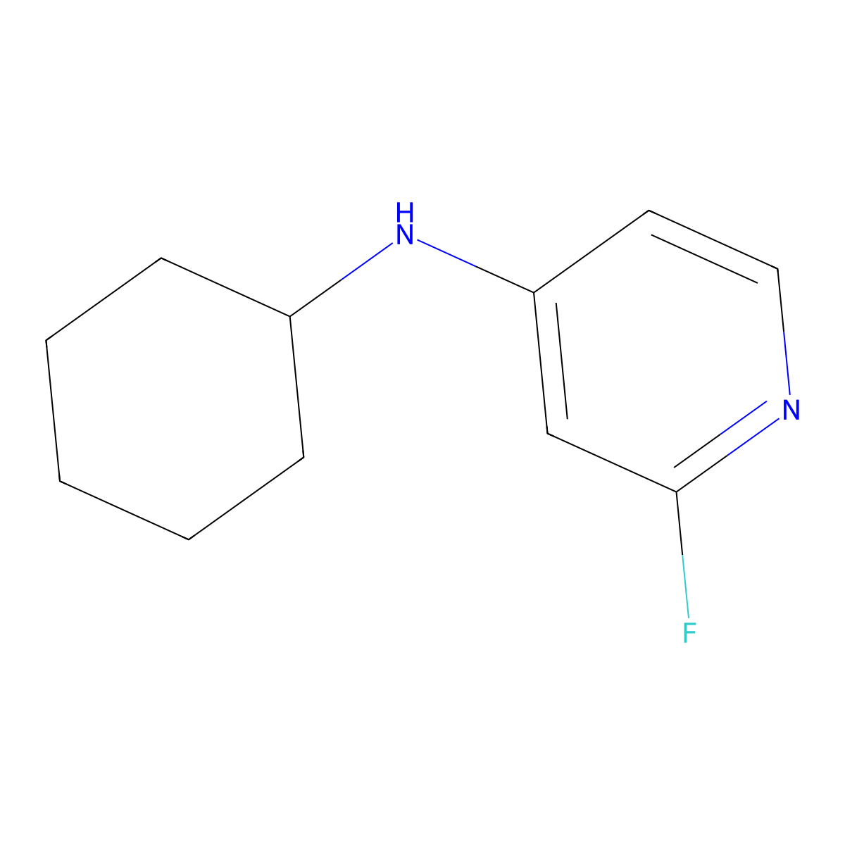 N-cyclohexyl-2-fluoropyridin-4-amine molecular structure, CAS 1564591-15-6