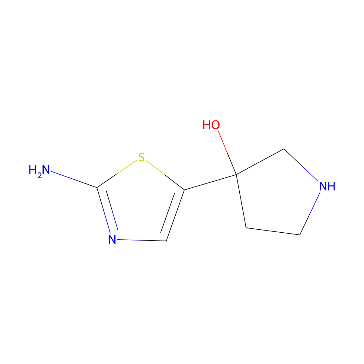 3-(2-Amino-1,3-thiazol-5-yl)pyrrolidin-3-ol molecular structure, CAS 1564593-56-1