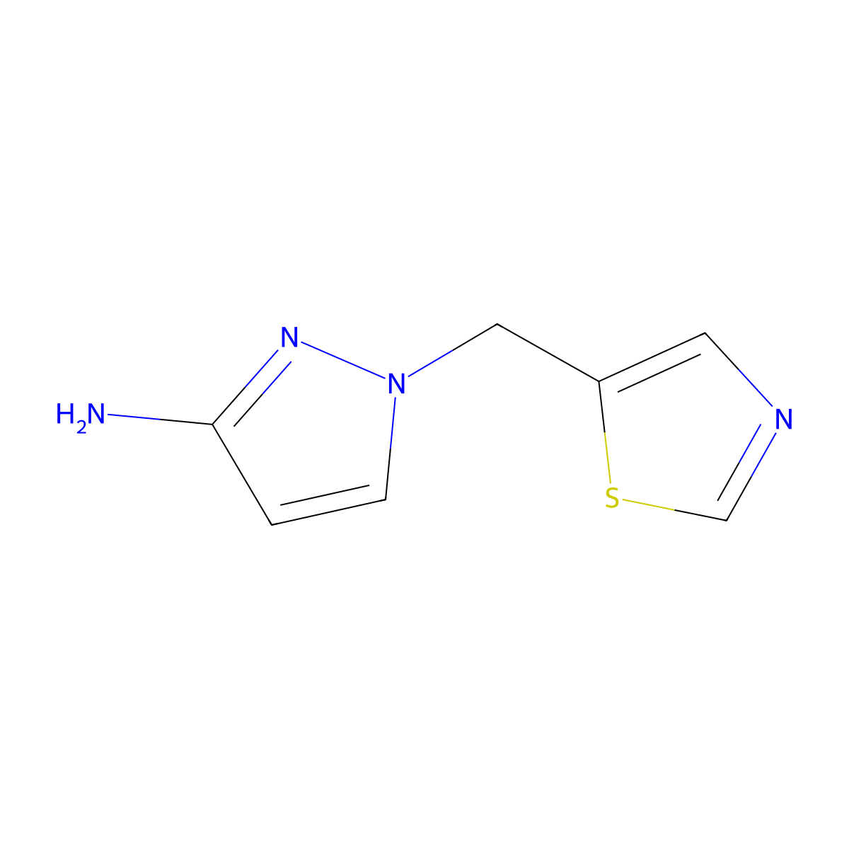 1-[(1,3-thiazol-5-yl)methyl]-1H-pyrazol-3-amine molecular structure, CAS 1564597-80-3