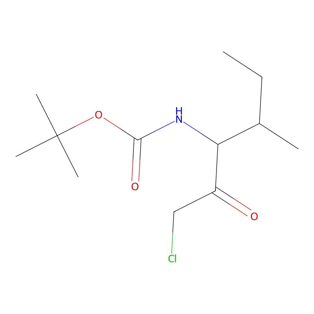 tert-Butyl (1-chloro-4-methyl-2-oxohexan-3-yl)carbamate molecular structure, CAS 1564604-66-5