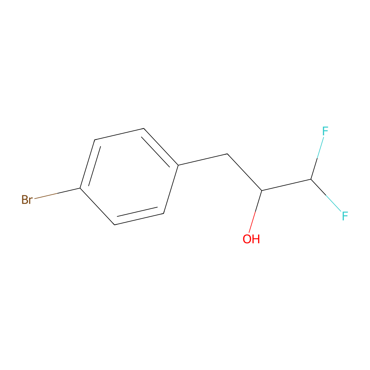 3-(4-Bromophenyl)-1,1-difluoropropan-2-ol molecular structure, CAS 1564613-61-1