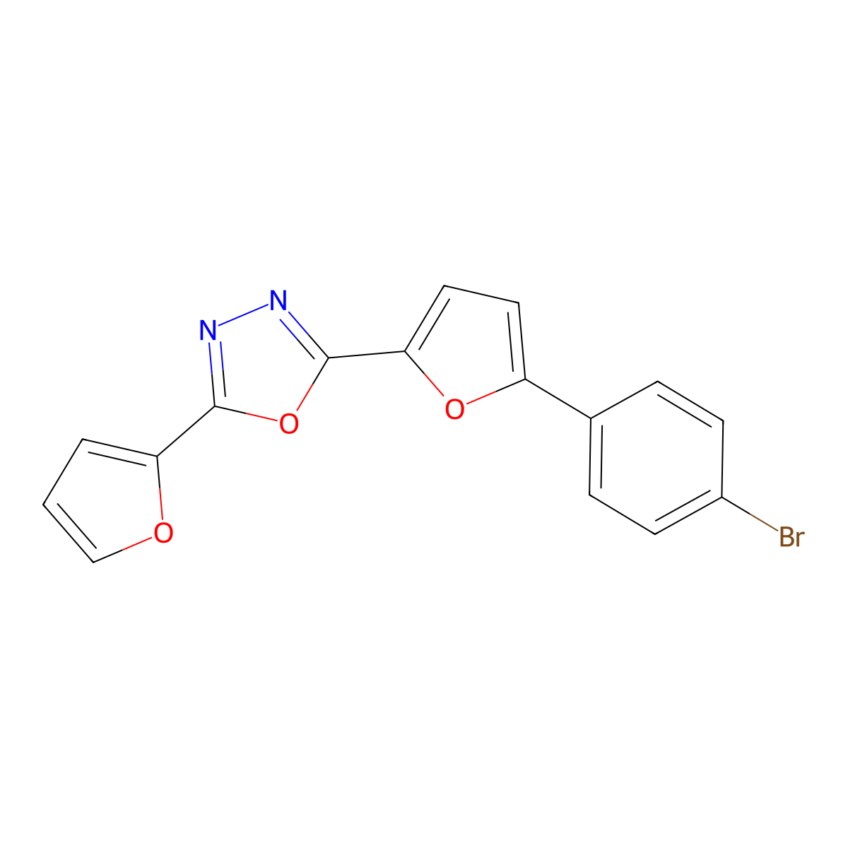 2-[5-(4-Bromophenyl)furan-2-yl]-5-(furan-2-yl)-1,3,4-oxadiazole molecular structure, CAS 156462-64-5