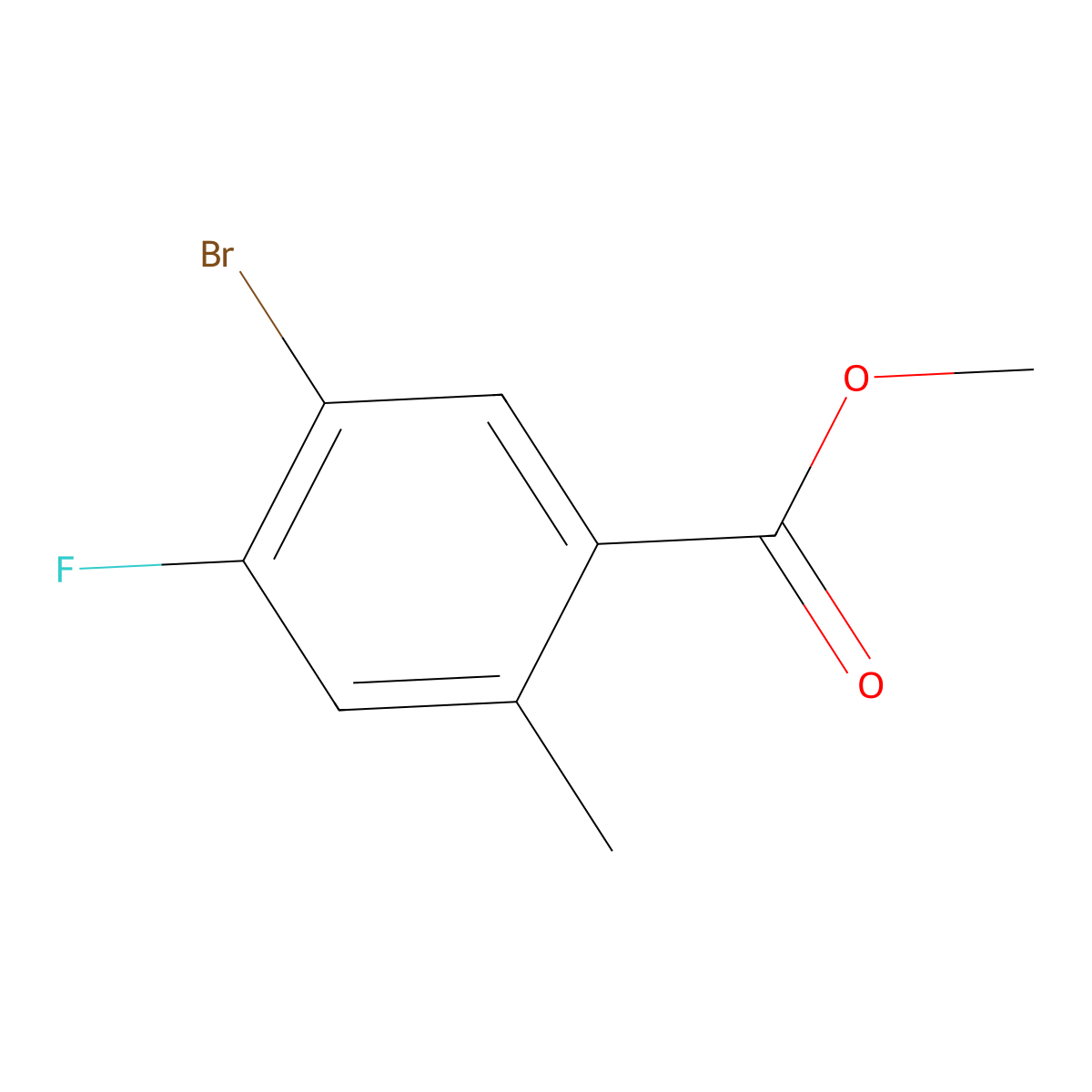 Methyl 5-bromo-4-fluoro-2-methylbenzoate molecular structure, CAS 1564624-36-7