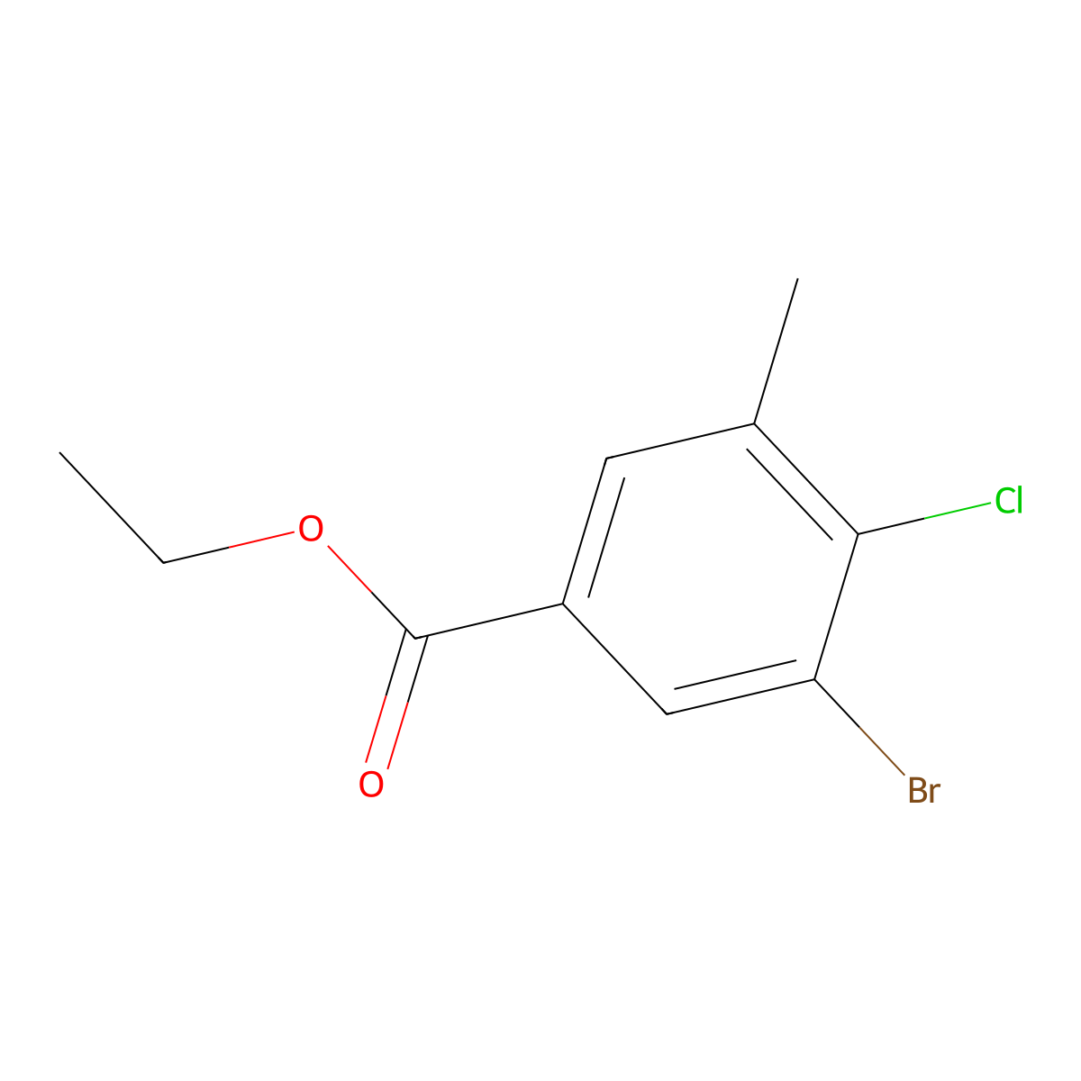 Ethyl 3-bromo-4-chloro-5-methylbenzoate molecular structure, CAS 1564628-51-8