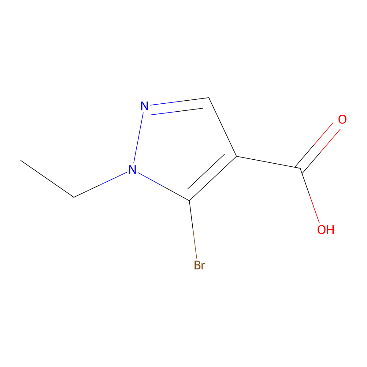 5-bromo-1-ethyl-1H-pyrazole-4-carboxylic acid molecular structure, CAS 1564628-87-0