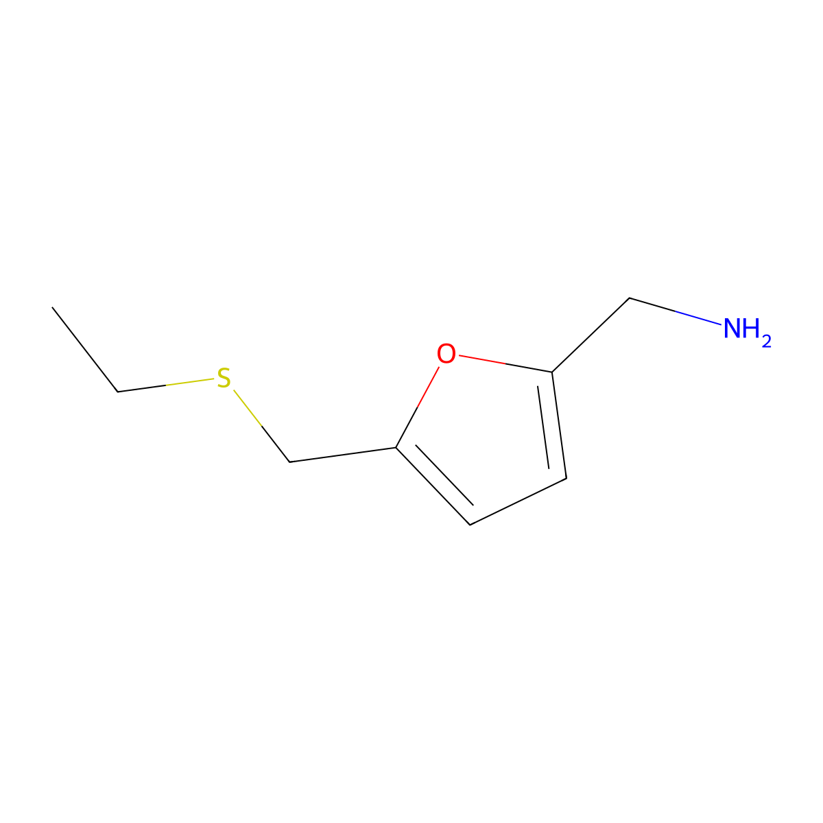 {5-[(Ethylsulfanyl)methyl]furan-2-yl}methanamine molecular structure, CAS 1564634-10-1