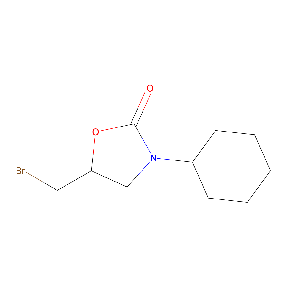 5-(Bromomethyl)-3-cyclohexyl-1,3-oxazolidin-2-one molecular structure, CAS 1564635-91-1