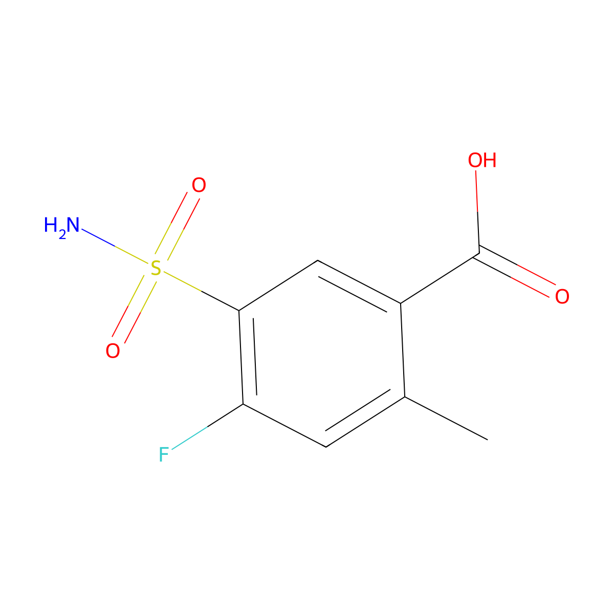 4-Fluoro-2-methyl-5-sulfamoylbenzoic acid molecular structure, CAS 1564646-41-8