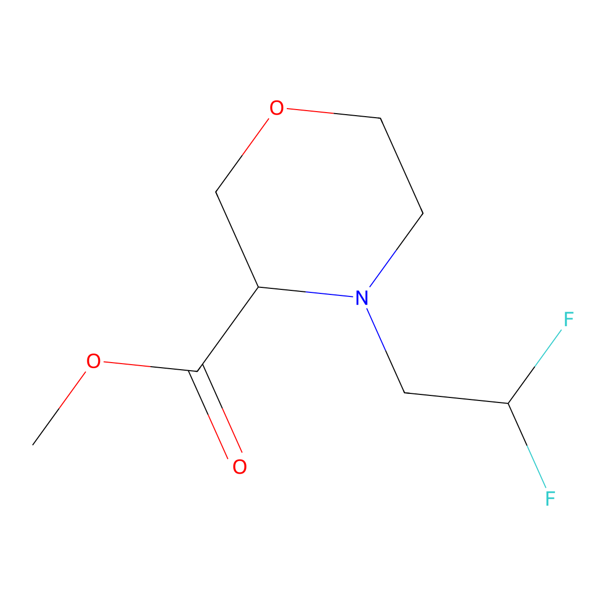 Methyl 4-(2,2-difluoroethyl)morpholine-3-carboxylate molecular structure, CAS 1564653-76-4