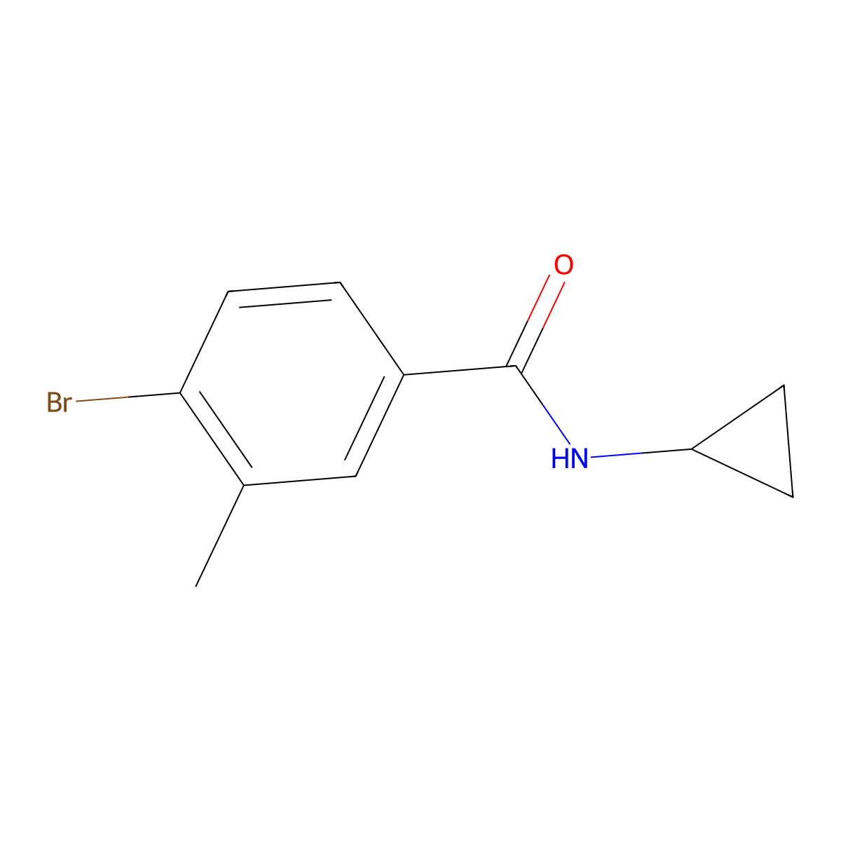 4-bromo-N-cyclopropyl-3-methylbenzamide molecular structure, CAS 1564656-09-2