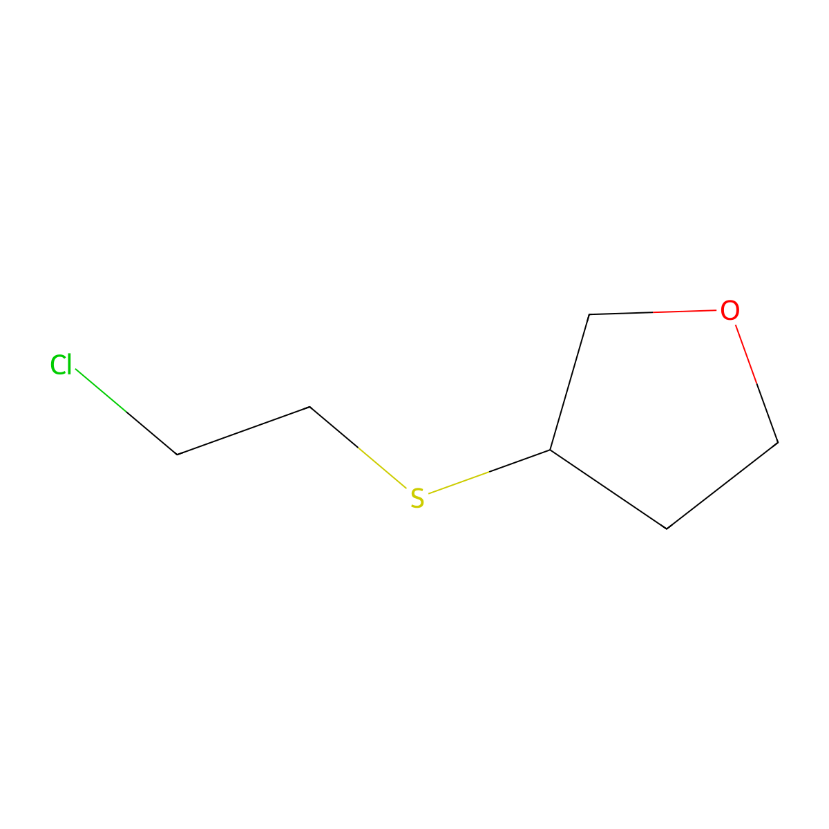3-((2-Chloroethyl)sulfanyl)oxolane molecular structure, CAS 1564673-69-3