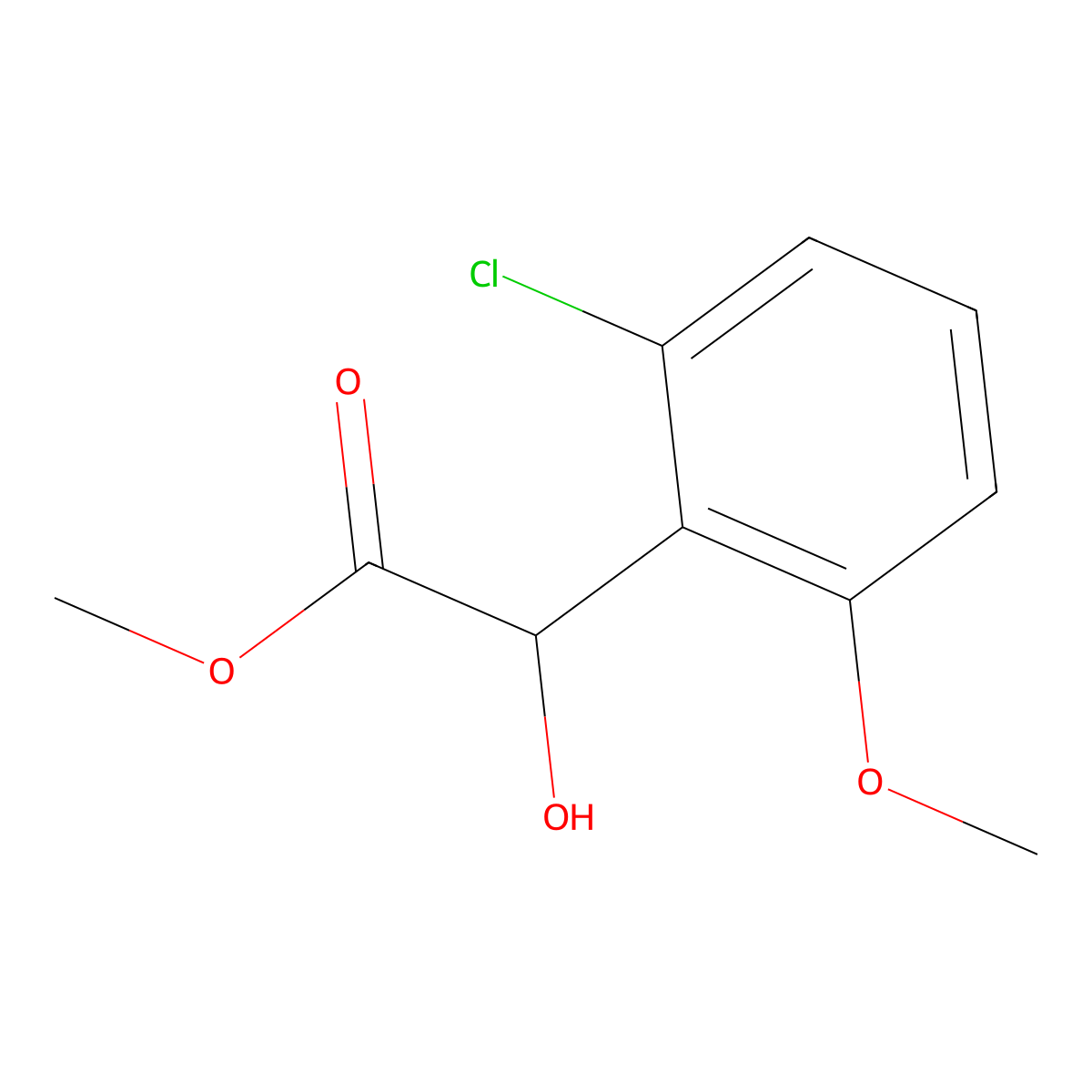 Methyl 2-(2-chloro-6-methoxyphenyl)-2-hydroxyacetate molecular structure, CAS 1564675-38-2